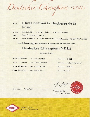 la Duchesse de la Fosse - Grimm Champion Allemagne